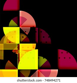 Circle elements on black background, vector geometric template design