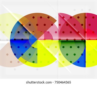 Circle elements on black background, vector geometric template design