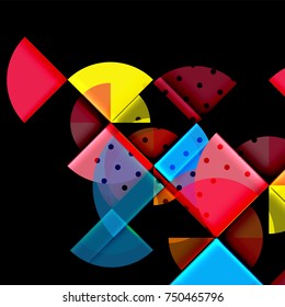 Circle elements on black background, vector geometric template design