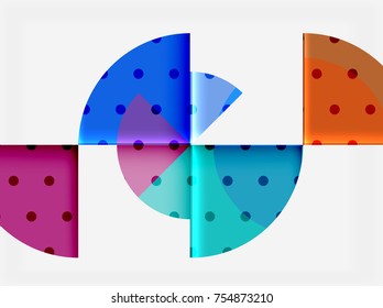 Circle elements on black background, vector geometric template design