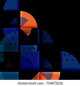 Circle elements on black background, vector geometric template design