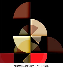 Circle elements on black background, vector geometric template design