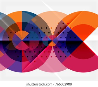 Circle elements on black background, vector geometric template design