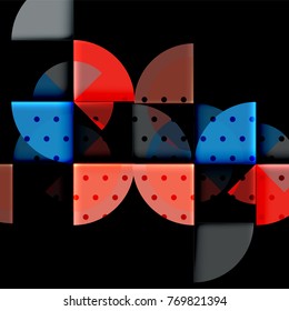 Circle elements on black background, vector geometric template design