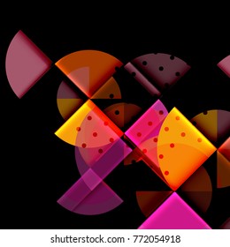 Circle elements on black background, vector geometric template design