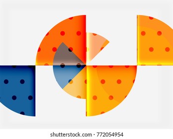 Circle elements on black background, vector geometric template design