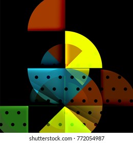 Circle elements on black background, vector geometric template design
