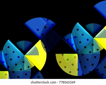 Circle elements on black background, vector geometric template design
