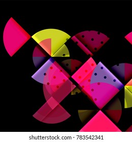 Circle elements on black background, vector geometric template design