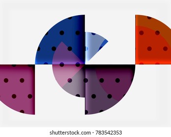 Circle elements on black background, vector geometric template design