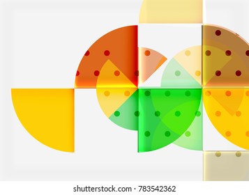 Circle elements on black background, vector geometric template design