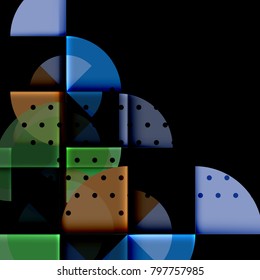 Circle elements on black background, vector geometric template design