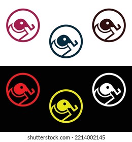 Circle elephant animal logo design 