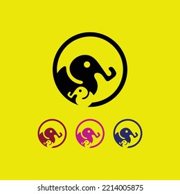 Circle elephant animal logo design 
