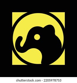 Circle elephant animal vector logo 