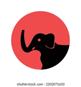 Circle elephant vector animal logo design