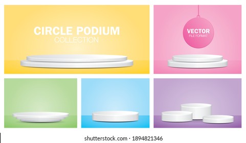 Circle and Ellipse Product Podium 3D Illustration Vektorset.