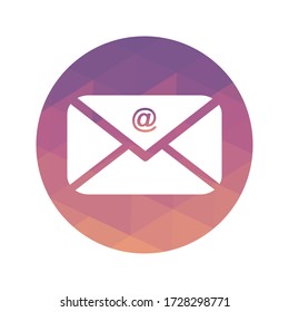 Circle Email Envelope Icon Vector Triangulation Art 