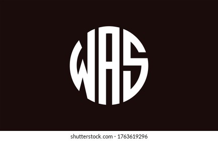 WAS Circle Emblem Abstract Monogram Letter Mark Vector Logo Template