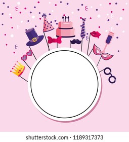 circle emblem with happy birthday event