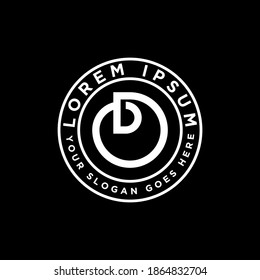 logotipo del emblema de círculo, idea de diseño del logotipo de la letra D