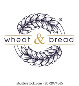 Circle emblem made of looped wheat ears. Hand-drawn vector vintage engraved illustration. For a brewery of beer or whiskey production, bakery shop, or oil design.