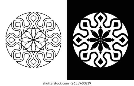circle emblem vector with line art style and bold style for logo or design element
