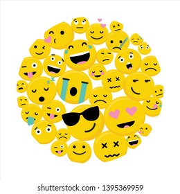 Circle Of Emojis Showing different emotions-Vector illustration