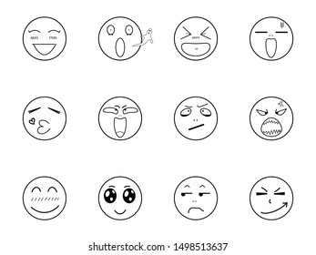 Circle Of Emojis Showing different emotions-Vector illustration.
