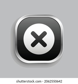 circle error icon design. Glossy Button style rounded rectangle isolated on gray background.. Vector illustration