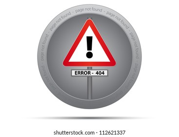 circle error page 404 - page not found. Illustration road sign with text.