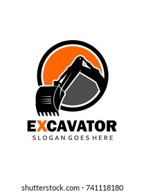 Circle Excavator Logo Template Vector