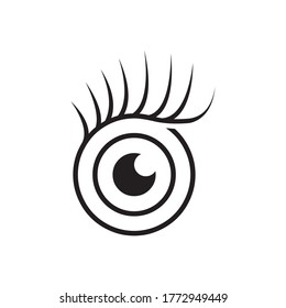 circle eye with eyebrow icon vector isolated on white background