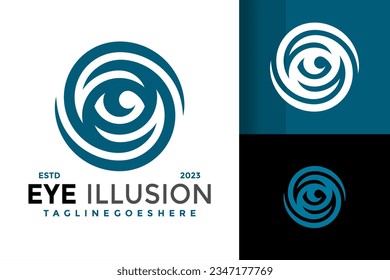 Circle Eye Illusion logo design vector symbol icon illustration