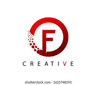 Circle F Letter Digital Network , abstract F dotted logo design.