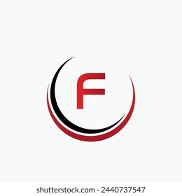 Circle F Letter Digital Network , abstract F dotted logo design.