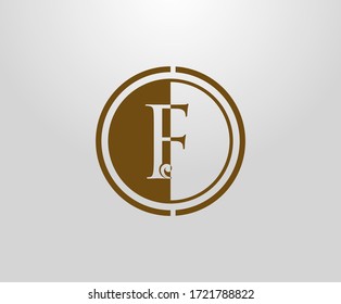 Circle F Letter Stamp logo. Graceful royal style Initial F. Vintage letter drawn emblem for book design,wedding invitation, brand name, business card, Restaurant, Boutique, Hotel. 