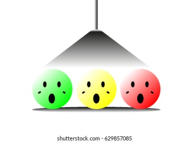 circle face Cartoon icons shocked when Lamp shines in vector.