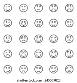 Circle face line icons on white background, stock vector