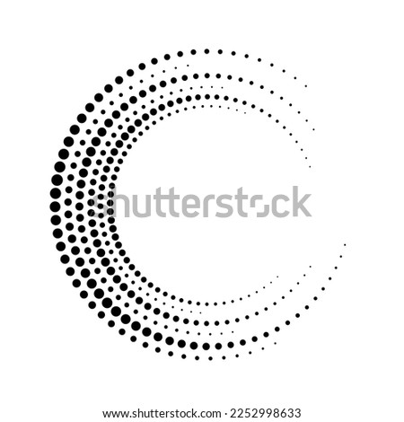 Circle fading boarder. Black circular border with effect halftone. Abstract dot fade frames. Modern diffuse ring. Round fadew patterns. Delicate fades dtp element for design print. Vector illustration