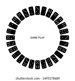 Circle of falling dominoes. Isolated on white background. Vector outline illustration. Top view. - Vector