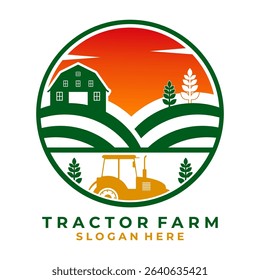 Circle Farm logo design vector template. Agriculture logo design icon