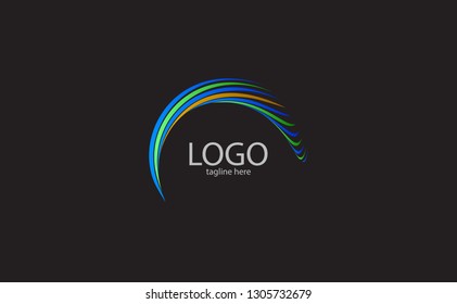 Circle Feather abstract colorful logo design element template icon symbol c, 0 Letter - Vector