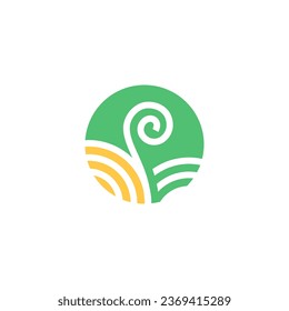 Ein Circle mit Vektor für Design-Design-Fern-Blatt- und Hill-Logos