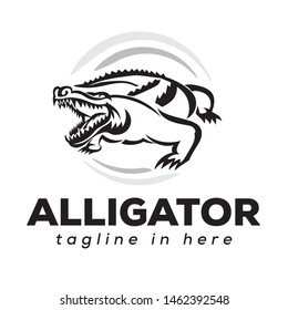 circle ferocious crocodile drawing art logo design inspiration