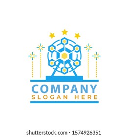 Circle ferris wheel logo vector template for park, festival, carnival or corporate logo