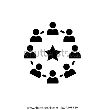 Circle of Figures Around Star Icon Indicating Team Success