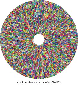 A circle filled with geometric shapes, mosaic effect, brilliance and cut of the gemstone. Vector illustration