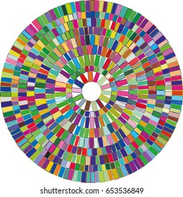 A circle filled with geometric shapes, mosaic effect, brilliance and cut of the gemstone. Vector illustration