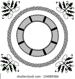 Circle film vector background with rope and line art design on white isolated background